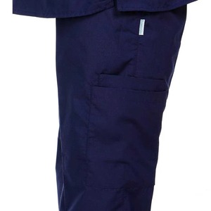 Conjunto de Uniforme Médico Azul para Mujer, Top con Cuello en V y Pantalones, Algodón y Poliéster, Transpirable, Cómodo y Elástico - Product Image 4