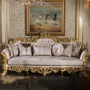 ชุดโซฟาห้องนั่งเล่นวิลล่าไม้มะฮอกกานีแท้สไตล์ฝรั่งเศสสุดหรู แกะสลักด้วยมือ หุ้มเบาะอย่างดี ผลิตในอินโดนีเซีย - Product Image 2