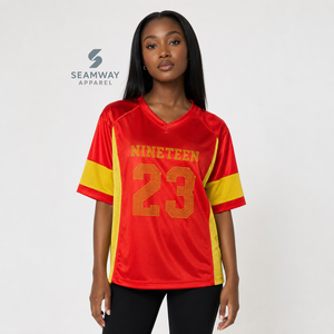Maillot de football pour femmes NSPDK Sorority, col en V, manches courtes, panneaux en mesh, évacuation de l'humidité, maillot de performance pour équipe - Product Image 5