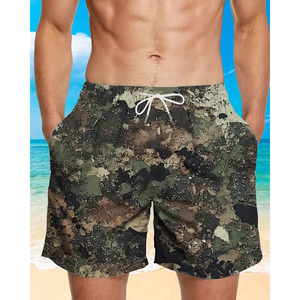 กางเกงขาสั้นกีฬาลายพรางโลโก้แบบกำหนดเองสำหรับผู้ชาย ผ้าฝ้ายซับลิเมชั่นเนื้อหนา กางเกงออกกำลังกายวิ่งมีเชือกผูกเอว - Product Image 4