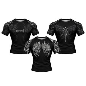 เสื้อรัดกล้ามเนื้อแบบใหม่สำหรับผู้ชาย พิมพ์ลายดิจิตอลตามสั่ง ผ้าถัก 180 กรัม ขายส่ง สำหรับการฝึกซ้อมและการออกกำลังกาย - Product Image 3