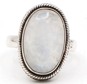 Bague ovale vintage faite à la main en argent sterling massif 925 avec pierre de lune arc-en-ciel certifiée IGI de haute qualité pour femme, idéale pour les soirées - Product Image 5