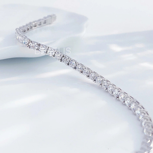 Pulsera de tenis con diamantes redondos brillantes de 0.5 quilates en oro rosa, diseño de línea flexible personalizado, con fuego y centelleo excepcionales. - Product Image 5