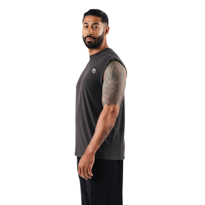 Camiseta sin mangas gris oscuro para hombre, estilo oversize, para gimnasio, entrenamiento muscular, fitness, ropa urbana, OEM, al por mayor - Product Image 3