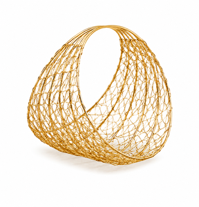 Vintage Gold Wire Mesh Storage <b>Basket</b> with Handle Eco-Friendly Oval Design for <b>Gift</b> Packing & Home/Hotel Decor - Product Image 1