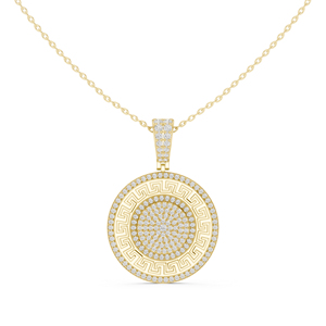 Collier pendentif médaillon en or rose 14 carats avec diamants, chaîne à maillons roses, bijoux de luxe pour femmes - Product Image 1