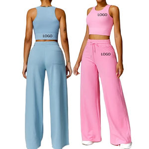 Ensemble de yoga pour femme 2026 de qualité supérieure avec logo personnalisé, comprenant un legging taille haute froncé aux fesses et un soutien-gorge de sport assorti, ensemble d'entraînement deux pièces - Product Image 1