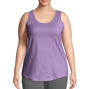 เสื้อกล้ามสีม่วงลาเวนเดอร์ ไซส์พลัสสำหรับผู้หญิง แบบไม่มีแขน คอกว้าง ผ้าฝ้าย ใส่สบายๆ ในฤดูร้อน ทรงพลิ้ว ผู้ผลิตเสื้อแบบสั่งทำ - Product Image 1