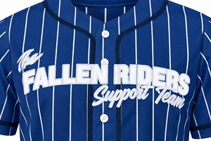 Maillot de baseball personnalisé bleu roi à rayures fines pour homme, sublimé, soutien aux équipes, style hip-hop, uniforme de baseball à boutons - Product Image 3