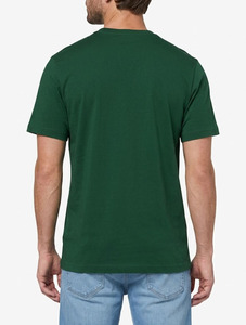 Camiseta de algodón de manga corta con cuello redondo y estampado para hombre, estilo casual, corte regular, color verde liso. - Product Image 2