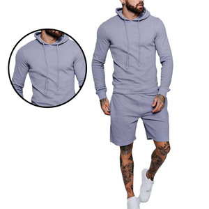 Men's Summer Casual 2-Piece Sportswear Set Terry Fabric Oversized Hoodie & Slim Shorts Quick Dry Custom Logo Polyester/Cotton - Product Image 4
