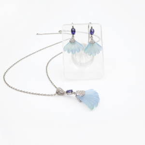 Ensemble pendentif et boucles d'oreilles en argent sterling 925 avec onyx bleu océan et iolite naturelle, plaqué rhodium, bijoux fins OEM ODM - Product Image 5