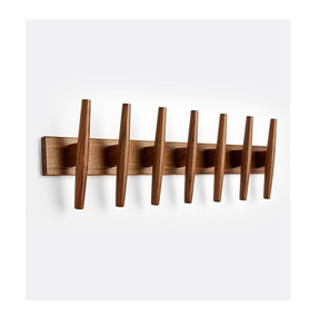 Mango Wood Home Decorative <b>Wall</b> Mount Hanger/Rails Top Quality With 6 <b>Hooks</b> Clothes Storage Hanger In Wholesale - Product Image 1