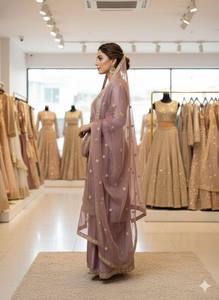 Designer Festive Wear <b>Silk</b> <b>Kurta</b> Sharara Set with Heavy Embroidery Work - Product Image 2