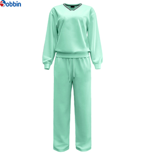 Women's Pink <b>Tracksuit</b> Set V-Neck Long Sleeve Sweatshirt With Drawstring Pants Casual Solid Color Loose Fit Autumn Wear - Product Image 3