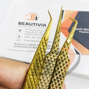 แหนบขนตาสแตนเลสเกรดผ่าตัดระดับมืออาชีพด้ามจับที่แข็งแกร่งด้ามจับเพชรอุปกรณ์ต่อขนตา - Product Image 5