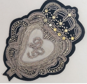 Premium Quality Customized Hand-Embroidered Antique Scalloped Crown ew-On <b>Badges</b> for Jackets, Blazers & Coat - Product Image 2