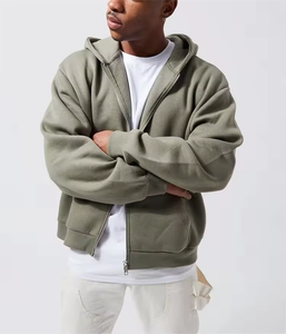 Sweat à capuche zippé en coton épais oversize, coupe décontractée à épaules tombantes, style streetwear unisexe, idéal pour l'hiver - Product Image 4
