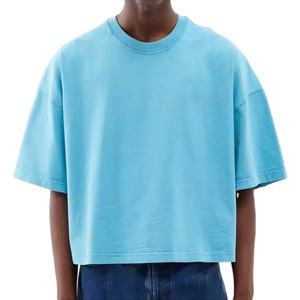 Crop Boxy Fit camiseta hombres camiseta de gran tamaño impresión personalizada camisetas personalizadas 100% algodón Boxy Fit camiseta fabricante precio caliente - Product Image 1