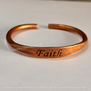 Jewelry Perfections Customized Pure Solid <b>Copper</b> Love Faith Hope Cuff <b>Bracelet</b> for Women Handmade Designer Stackable Party - Product Image 4