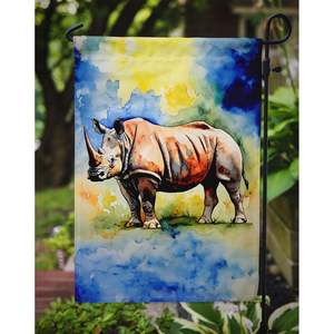 Drapeau de jardin rhinocéros multicolore Boîte aux lettres décorative et bannière de cour de patio pour parterres de fleurs et œuvres d'art Taille de jardin - Product Image 3