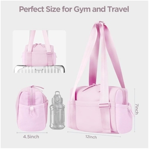 Custom Logo Women's Pastel Pink Gym Bag Waterproof Sports Duffle Bag with Adjustable Strap for Yoga and Fitness Travel - Product Image 4