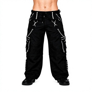 Pantalones Góticos Transpirables de Alta Calidad Personalizados 2026, Unisex, Corte Holgado, Múltiples Bolsillos, Moda Alternativa, Ropa Urbana - Product Image 1