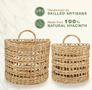 Water Hyacinth Woven <b>Wall</b> Hanging Decorative <b>Storage</b> <b>Basket</b> for Kitchen Garage Living Room Bathroom Books <b>Storage</b> - Product Image 5