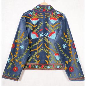 <b>Women</b> Floral Suzani <b>Velvet</b> <b>Jacket</b> Indian Handmade Embroidered Boho Coat Ethnic Fashion Outerwear - Product Image 5