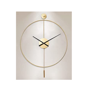 Luxury Open-Frame Round Iron Wall <b>Clock</b> with Marble Body Minimalist Sleek Gold Hands Silent Modern Geometric Design - Product Image 3