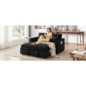 Divano Letto Moderno in Velluto da 55 Pollici, Convertibile 3-in-1 con Schienale Regolabile e Borsa Portaoggetti per Casa o Ufficio - Product Image 2