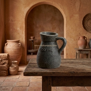Vase-pichet Rustique en Terre Cuite Gris Foncé Roso S, Urne Décorative en Céramique Faite à la Main pour Table, Vente en Gros - Product Image 3