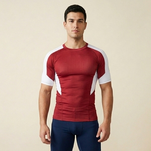 Camiseta Deportiva de Compresión de Manga Corta para Hombre, Personalizada OEM, Elástica, para Gimnasio, Entrenamiento y Rendimiento Atlético - Product Image 1