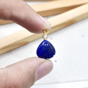 Handmade Lapis Lazuli <b>Shell</b> Pendant Gold Plated Bezel Set With CZ Charm Gemstone Birthstone Jewelry for Women Gift Wholesale - Product Image 4