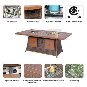 Juego de Sofás para Patio de 7 Piezas con Brasero de Gas y Mesa de Comedor con Contenedor de Hielo para Comer al Aire Libre - Product Image 6