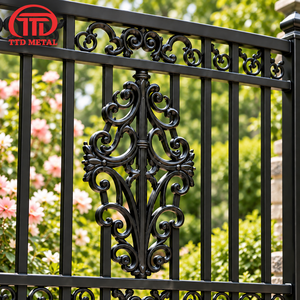Panel de Cerca de Hierro Forjado Negro Elegante TTD con Adornos de Espiral para Jardín de Villa - Product Image 2