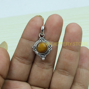 Collier pendentif en pierre œil de tigre de bonne qualité, pendentif en argent sterling 925, bijoux œil de tigre brun, cadeau pour femme, petite amie, maman - Product Image 4