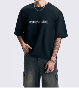 Camiseta de gimnasio vintage oversize con cuello alto y hombros caídos, lavado ácido, en blanco, para hombre, venta al por mayor, ODM, personalizada - Product Image 1