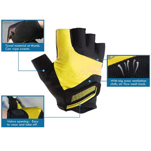 Guantes de Ciclismo de Medio Dedo, Negros y Azules, de Poliéster Transpirable, con Cierre de Velcro, Unisex, para Verano - Product Image 3