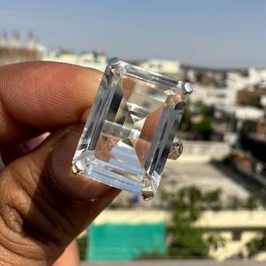 Natural Clear Crystal <b>Quartz</b> <b>Ring</b> 925 Sterling Silver Faceted Rectangular Transparent Gemstone Jewelry Elegant Gift - Product Image 2
