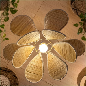LAMPE À SUSPENSION CHICK LEAF LAMP en bambou tissé à la main, lampe suspendue en rotin naturel, lampe de plafond florale pour la décoration de la maison - Product Image 5
