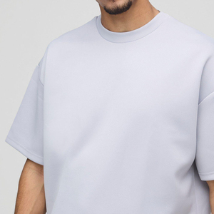 Men's Light Gray Cotton T-Shirt and Shorts Set Crew Neck Solid Color Casual Summer Wear with Logo Print - Product Image 5