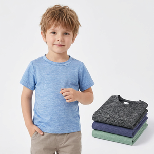 Boys Short Sleeve T-Shirts Crew Neck Solid Color Cotton Jersey Casual Breathable 4-<b>Pack</b> 3-4Y Machine Washable Eco-Friendly - Product Image 4