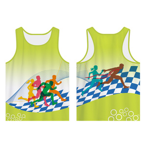 Camisetas sin mangas de verano sublimadas al por mayor de secado rápido, 100% poliéster, de malla, sin mangas, para deportes, correr, maratón, camisetas estampadas. - Product Image 1