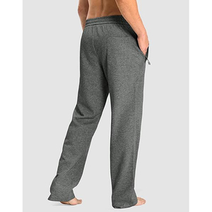 Pantalon de jogging décontracté pour homme en coton gris avec taille élastique, cordon de serrage et poches latérales – Idéal pour l'automne - Product Image 2