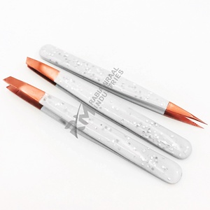 RMI Trending Plasma Rose Gold Tips Private Label White Eyebrow Tweezers Sustainable Stainless Steel And Glitter Coated Color - Product Image 3