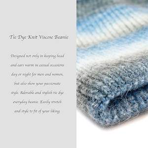 Bonnet tricoté tie-dye à revers, personnalisé avec logo brodé, chaud, doux, en laine rayée, collection hiver 2026 - Product Image 4