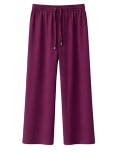 Pantalones Deportivos Anchos Color Morado Ciruela para Mujer, Cintura Elástica con Cordón, Pantalones Casuales Holgados, Fabricante OEM, Suministro al por Mayor - Product Image 1