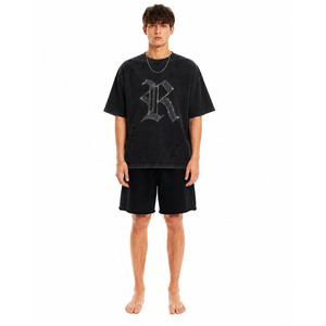 เสื้อยืดแฟชั่นโอเวอร์ไซส์ทรงหลวม พิมพ์ลายกราฟิก ผ้าคอตตอนหนา สไตล์สตรีทแวร์ลำลอง รับทำโลโก้ ขายส่ง - Product Image 1