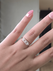Bague Halo en Diamant de Laboratoire Marquise 0,35 Ct Or Trois Pierres Agrégées Anniversaire Bijoux Fins pour Femme - Product Image 1